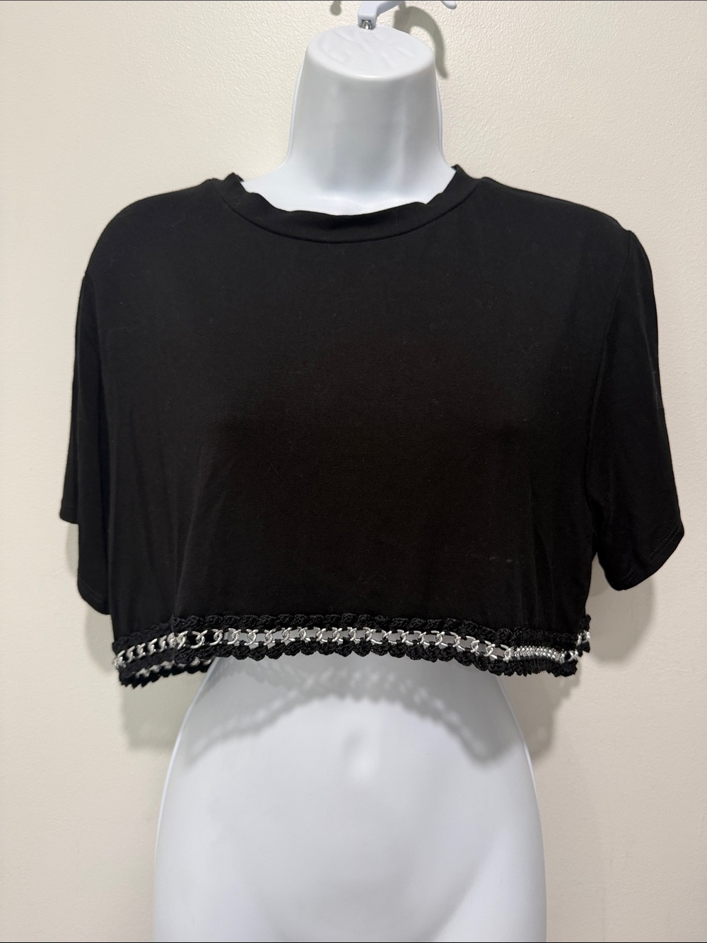 Forever 21 Black Cropped Top with Silver Trim